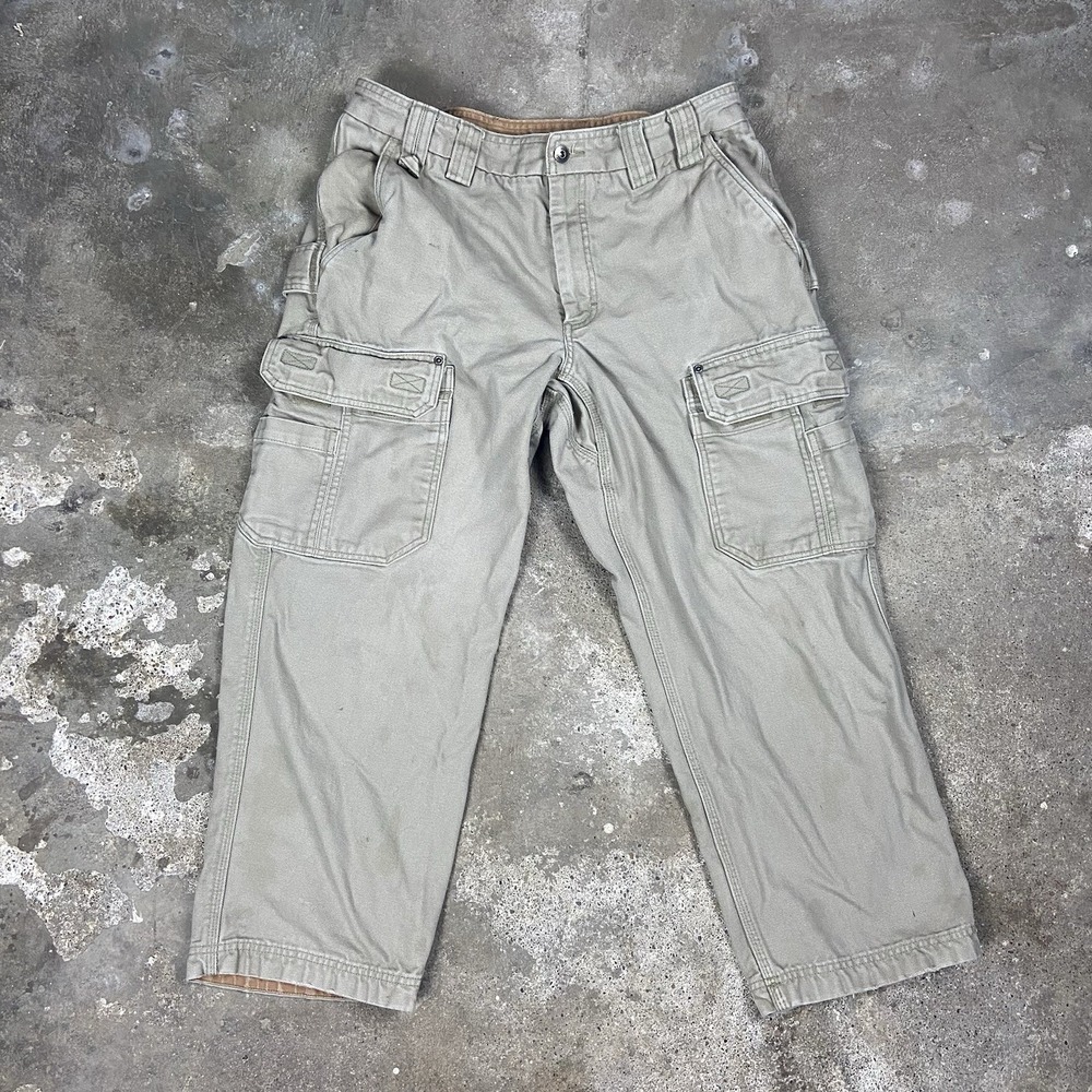 Duluth Trading Co Flex Firehose Cargo Pants 36x28 Beige Regular Fit Workwear